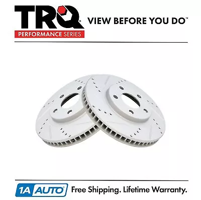 TRQ Brake Rotor Drilled Slotted Front Coated Pair For Chevy Buick Cadillac • $109.95