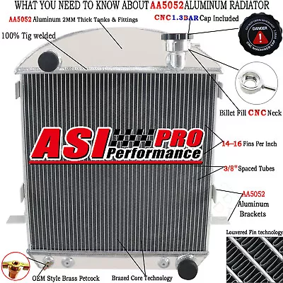 $184.95 • Buy 4 Row Aluminum Radiator For 1917-27 Ford Model T Bucket Chevy Engine