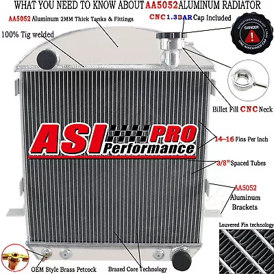 4 Row Aluminum Radiator For 1917-27 Ford Model T Bucket Chevy Engine • $199