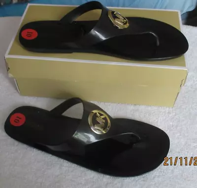 New Michael Kors Black Lillie Jelly Flip Flop Sandals Thong Women's Size 10 • $24.99