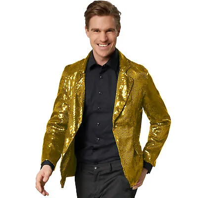 Man Sequin Jacket Glittler Sparkle Party Blazer Clothes Longsleeve Men Used • £29.99