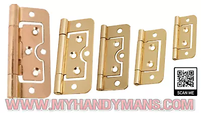 Brass Flush Door Hinges For Cabinet Cupboard Toy Box & Inset Doors  • £2.85