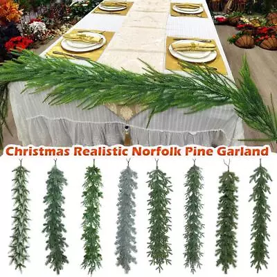 2-9FT Christmas Bushy Garland Pre Lit For Outdoor Stairs Wreath US G3I7 • $12.99