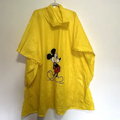 Vintage Disney Parks Mickey Mouse Adult Yellow Rain Poncho Florida • $9.95