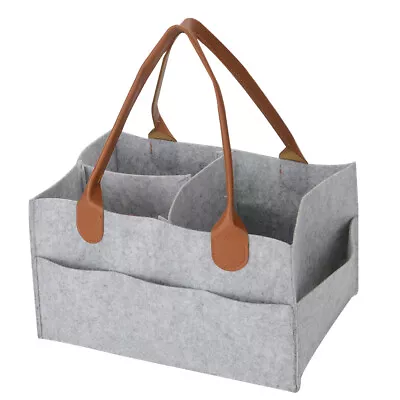 £5.99 • Buy Baby Diaper Organizer Caddy Felt Changing Nappy Kids Storage Carrier Bag Grey .