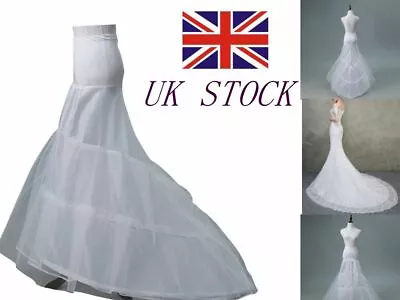 White 2-Hoop Mermaid Wedding Dress Bridal Petticoat Crinoline Underskirt UK E1 • £15.84