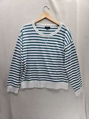 NWT J.CREW Striped Blue White Pullover Sweatshirt Size- Small • $28