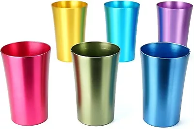 6 PCS Anodized Aluminum Tumblers Drinking Glasses Vintage Retro Metal Cup • $20.37