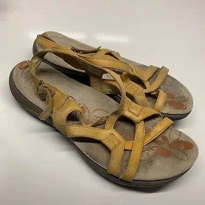 Merrell Agave Women’s Slingback Sandals Spruce Yellow Leather Strappy Size 11 • $20.67