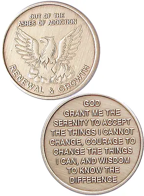 AA Recovery Bronze Affirmation Medallion - Out Of The Ashes Of Addiction (BRM51) • $2.40