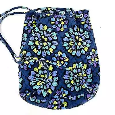 Vera Bradley Blue Floral Fabric Drawstring Backpack • $18