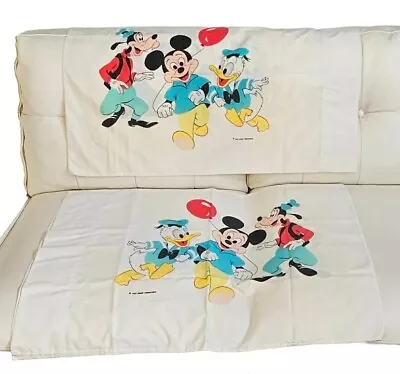 Set Vtg 1960s Walt Disney Mickey Mouse Goofy Donald Duck Pillow Case 29.5  X 20  • $24.99