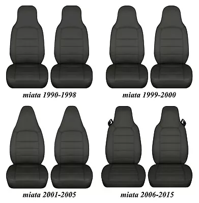 2 Semi Custom Car Seat Covers Solid Charcoal  Fits Mazda Miata 1990-2015 • $71.19