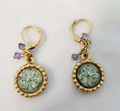 Kirks Folly Good Luck Series Charm 4 Leaf Clover Earrings Copper Tone Vintage • $81