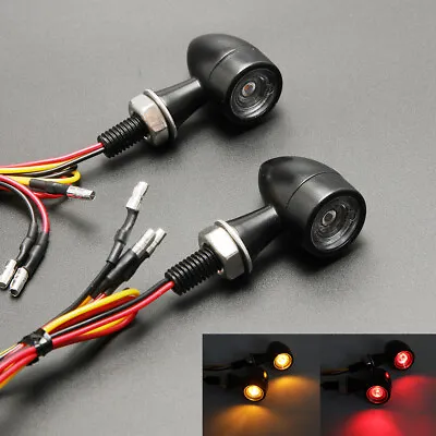 For Harley Davidson Motorcycle LED Mini Turn Signals Light Blinker Amber & Red • $14.41