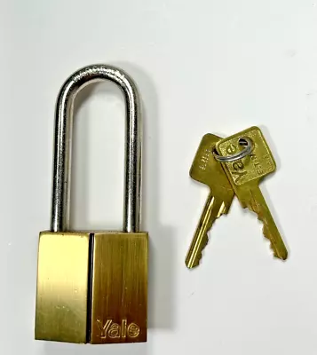 NOS Yale Eaton Brass Padlock W/ 2 Keys Long Shackle 4.5” 115mm Vintage Very Rare • $124.88