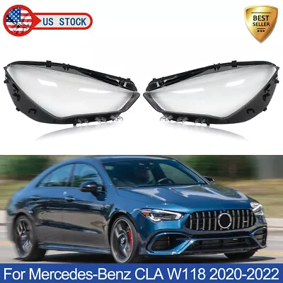 Left & Right Headlight Lens Cover For Mercedes-Benz CLA-Class W118 2020-2022 • $227.99