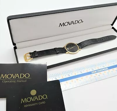 MOVADO Museum Mod 87.33.882 Gold PlateSapphire Crystal MENS W/BOX WATCHR7-81 • $199.99