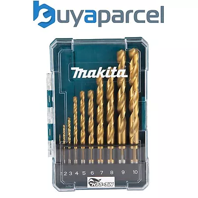 Makita D-72849 10 Piece HSS TiN Metal Steel Drill Bit Set 1 - 10mm Bits + Case • £11.29