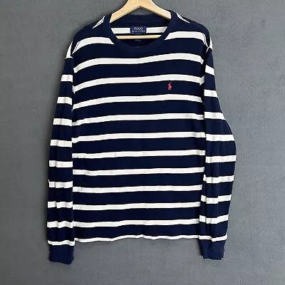 Polo Ralph Lauren Shirt Mens XL Blue White Long Sleeve Thermal Striped Preppy  • $19.99