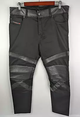 Diesel Black Leather Moto Pants Men's Size 34 Biker Sheepskin Cotton Motorcycle • $119.99