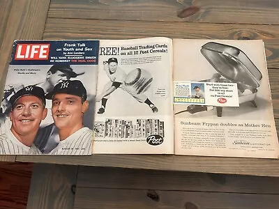 1961 & 1962 Life Magazines Mickey Mantle Roger Maris Post Card Promo & HR Chase! • $199.99