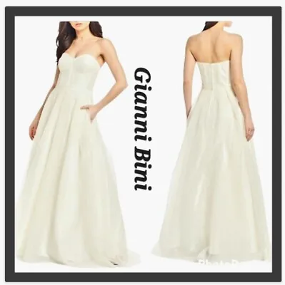NWT Giannni Bini Juniors Ivory  Strapless Sparkle Ball Gown Prom Dress SIZE 7 • $149