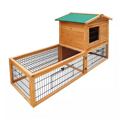 I.Pet Chicken Coop Rabbit Hutch Large Run Wooden Cage Pet House Outdoor Bunny • $127.95