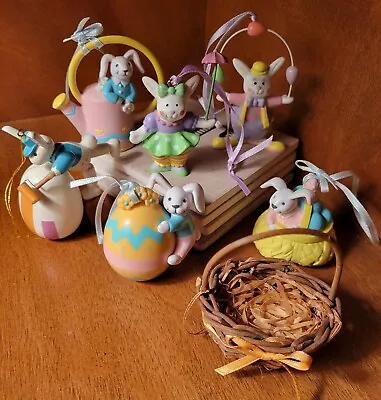 $21.99 • Buy Vintage Avon Easter Bunny Ornaments And Basket Lot Of 7 