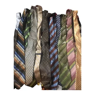 Lot Of 12 Striped Ties 9 Silk 3 Poly Retro Dress Office Style Collection Swag • $20