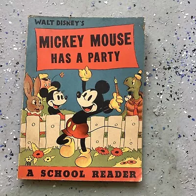 MICKEY MOUSE Has A Party School Reader 1938 Whitman • $25