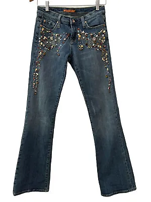 Vintage Vertigo Women’s Jeans Stone Embellished Flare Jeans Sz 27  Comfy Denim • $79