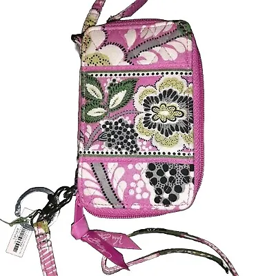 Vera Bradley Pink Floral Carry It All Wristlet Clutch Pouch With Long Strap • $16