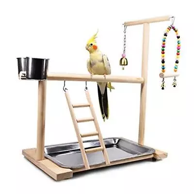 Bird Playground Parrot Playstand Bird Play Stand With Feeder Seed Cups  • $33.65