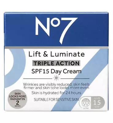 No7 Lift & Luminate Triple Action Day Cream 50ml New • £16.99