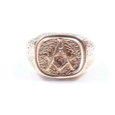 £336 • Buy Gents Yellow Gold Ring Signet Masonic Swivel Size U 8gram