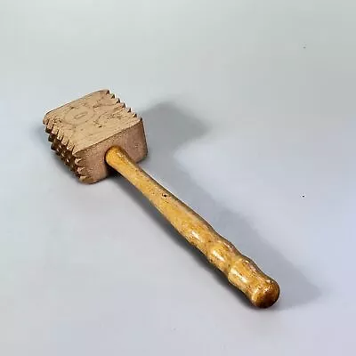 Vintage Wooden Meat Hammer Tenderizer Two Different Patterns. Solid Wood. H3 • $9.50
