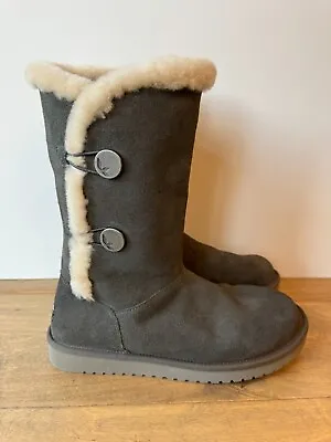 Koolaburra By UGG 1096409 Gray Kinslei Tall Suede & Faux Fur Boots Women's Sz 10 • $29.83