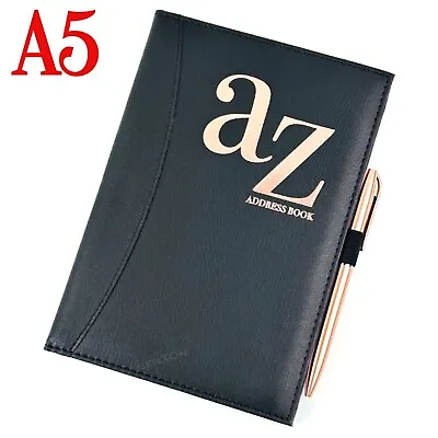 A5 Hardback Address Book A-Z Telephone Index Contact Book With Pen Home Office • £6.89