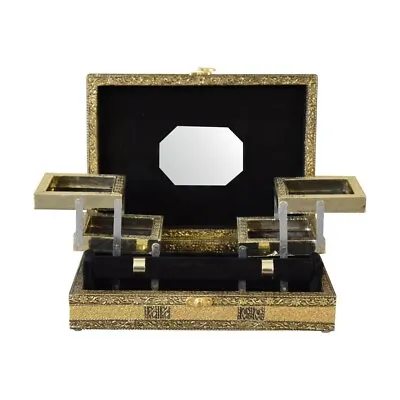 £19.99 • Buy Indian Rustic Gold Embossed Jewellery Box/Storage With Black Interior Velvet