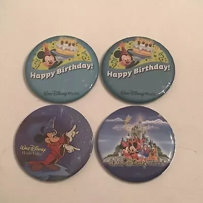 Disney World Happy Birthday Button Disney Video Mickey Mouse Lot 4 Round • $8.95