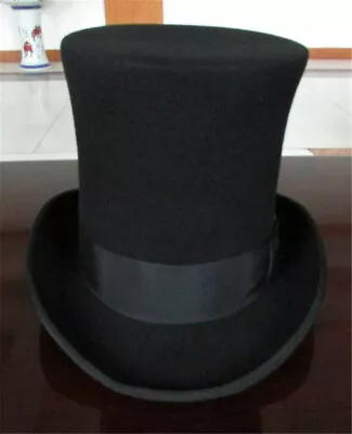 Vintage Wool Mad Hatter Top Hat Magic Performing Party Black Cap Height 25cm New • $58.99
