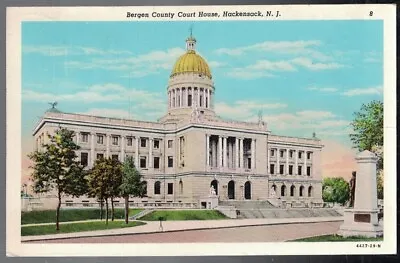 Antique 1940's Bergen County Courthouse Hackensack New Jersey Postcard • $2.06