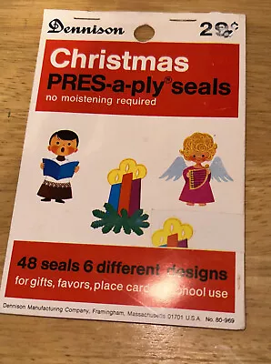 VINTAGE 40 Pres-a-ply ASSORTED CHRISTMAS SEALS DENNISON 6 DIFF DESIGNS Booklet • $12.99