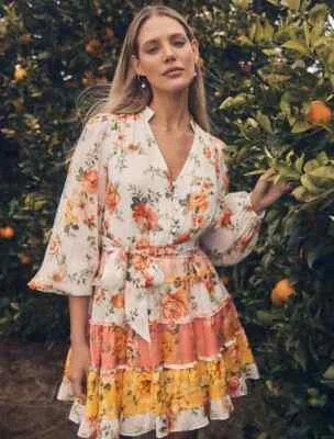 $80 • Buy FOREVER NEW SIZE 10 FLORAL Josie Long-Sleeve Mini DRESS $189 BNWT !