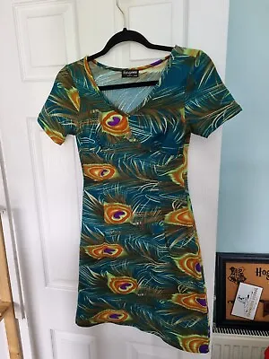 £0.99 • Buy Indulgence London Ladies Peacock Feather Pattern Dress Size S/M (8)