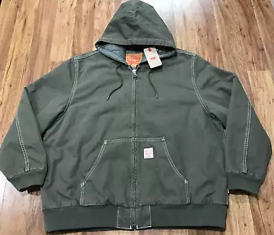 MENS XL 👑 NEW Levi's Potrero Denim Green Stonewash Hooded Quilted Zip Jacket • $80