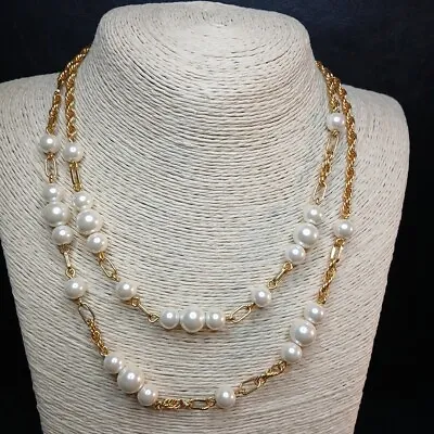 J. CREW Station Necklace Faux Pearl Gold Tone. 10472 • $17.99