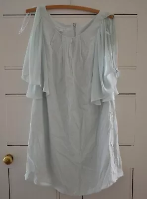 $29 • Buy Forever New Womens Pale Mint Green Cold Shoulder Bell Sleeve Tunic Top Size 6