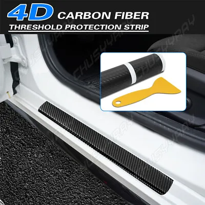 $13.69 • Buy Car Accessories Carbon Fiber Stickers Door Sill Protector For SUV Sedan Parts